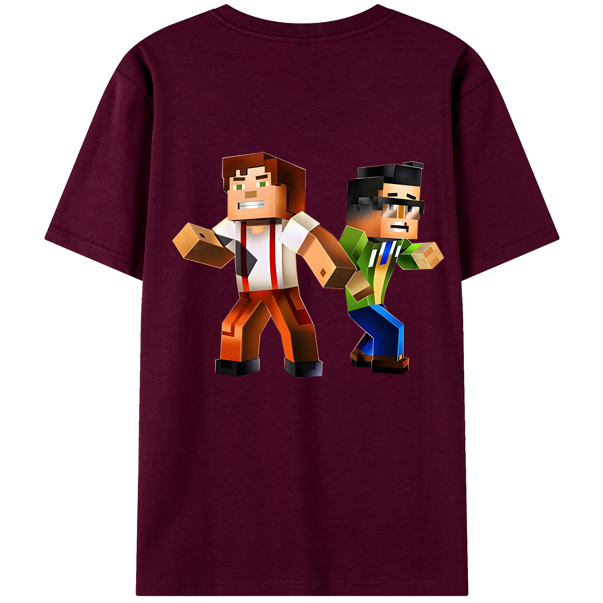 （画像用） マインクラフト ブロックの世界 Minecraft MC Block world レディース半袖Tシャツ(バックプリント)